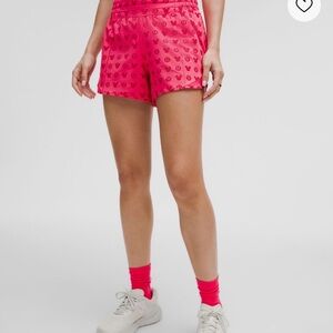 Women's Hot Pink Printed Athletic Shorts